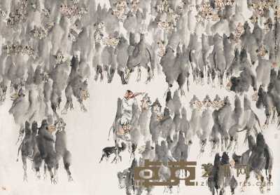 刘大为 己巳（1989年）作 大漠群峰 镜心 128×185cm